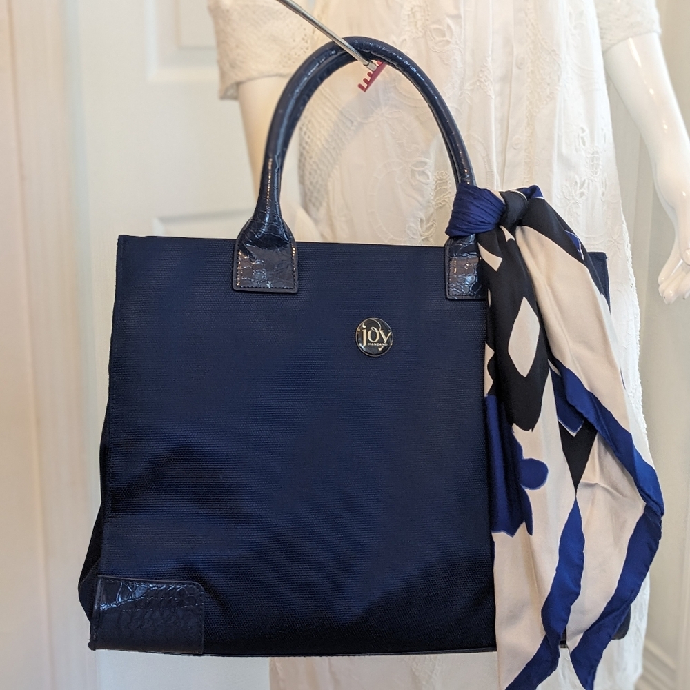 Joy Mangano, Elegant Royal Blue Tote Bag With Small Pouch